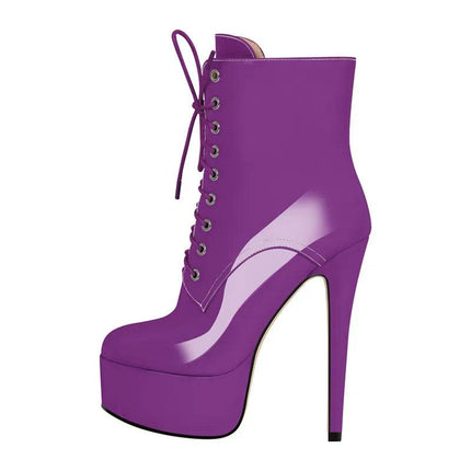 Women Round Stiletto High Heel Ankle Boots - Boots - onlymaker - Mad Fly Essentials