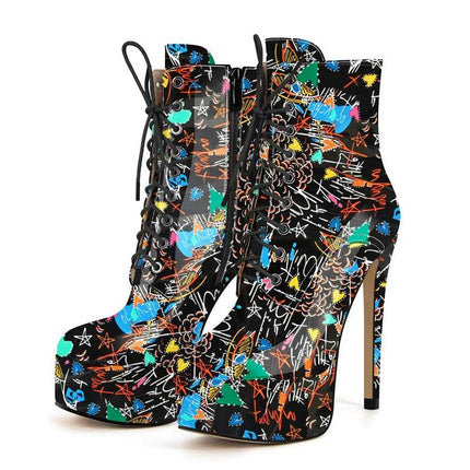 Women Round Stiletto High Heel Ankle Boots - Mad Fly Essentials