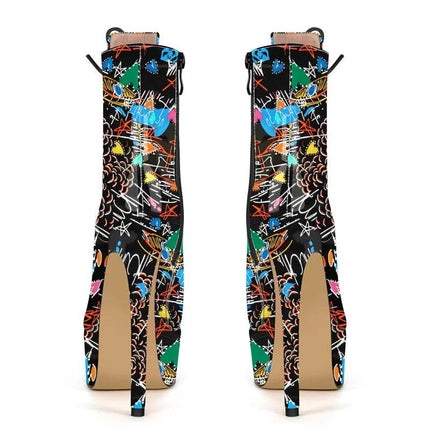 Women Round Stiletto High Heel Ankle Boots - Boots - onlymaker - Mad Fly Essentials