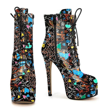 Women Round Stiletto High Heel Ankle Boots - Boots - onlymaker - Mad Fly Essentials