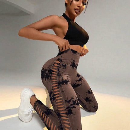 Women Sea Blue Tie - Dye Fitness Leggings - Fitness Leggings - Fitness Essentials - Mad Fly Essentials