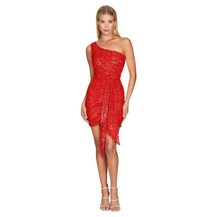 Women Sequin Asymmetrical Evening Party Dress - Party Dress - Snow Master - Mad Fly Essentials