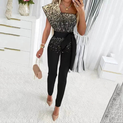 Women Sequin Patchwork Bodycon Outfit Set - Outfit Set - Btsukimi - Mad Fly Essentials