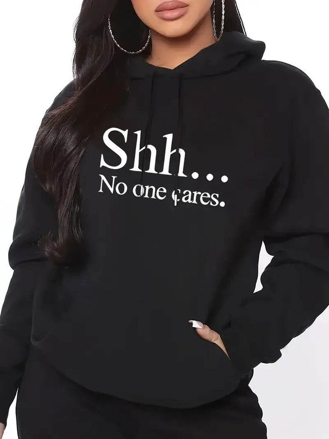 Women Shhh No One Cares Hoodies - Hoodies - LoveUFashion - Mad Fly Essentials