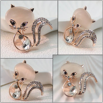 Women Shop Opal Owl Fox Cat Animal Brooches Women Accessories - Women Shop - Sinleery - Mad Fly Essentials