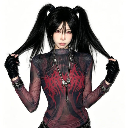 Women Shop Y2K Gothic Long Sleeve Streetwear Top - Women Shop - Showmirror - Mad Fly Essentials