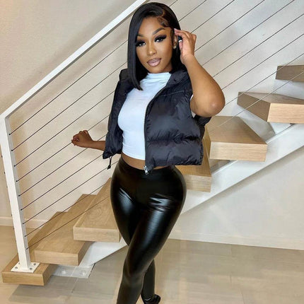 Women Short Crop Sleeveless Winter Vest Jacket - Jacket - Sfit - Mad Fly Essentials