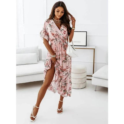 Women Short Summer Chiffon Ruffle Maxi Dress - Maxi Dress - Boho Girl - Mad Fly Essentials