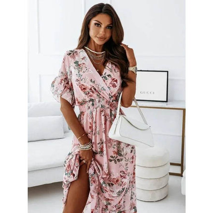 Women Short Summer Chiffon Ruffle Maxi Dress - Maxi Dress - Boho Girl - Mad Fly Essentials