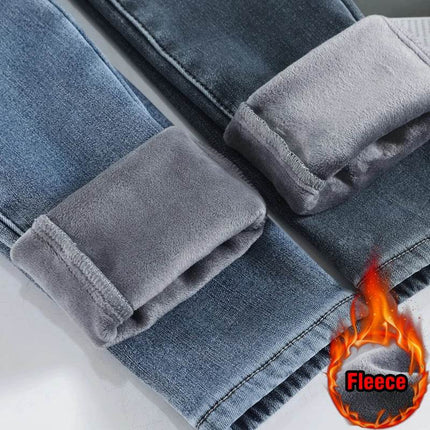 Women Skinny High Waist Fleece Velvet Jeans - Jeans - BLEASENDY - Mad Fly Essentials