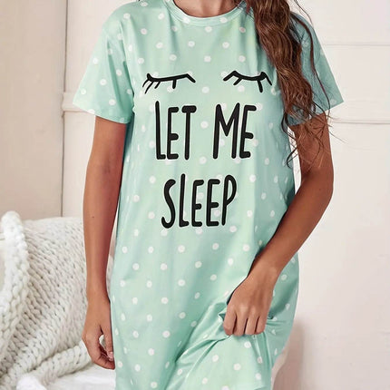 Women Sleep Plus Polka Dot Nightgown - Nightgown - Bsailen - Mad Fly Essentials
