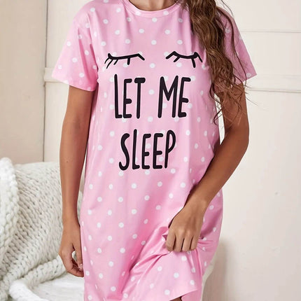 Women Sleep Plus Polka Dot Nightgown - Nightgown - Bsailen - Mad Fly Essentials