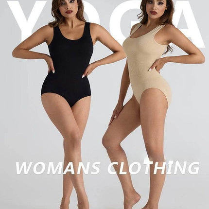 Women Sleeveless Beige Fitness Yoga Romper - Romper - kalenmos - Mad Fly Essentials