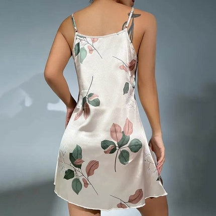 Women Sleeveless Butterfly Lace Silk Nightgown - Nightgown - ANPOETCHY - Mad Fly Essentials