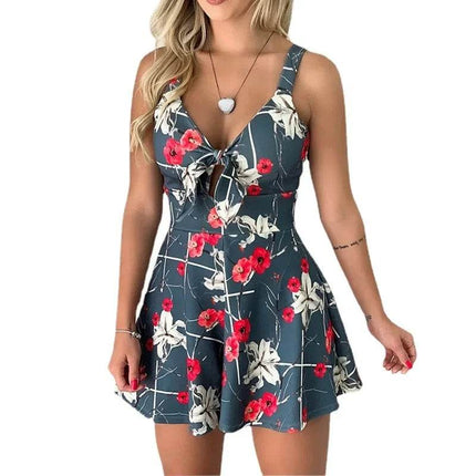 Women Sleeveless Floral Casual Romper - Romper - Hirigin - Mad Fly Essentials