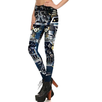 Women Slim 3D Steampunk Fitness Leggings - Fitness Leggings - You're My Secret - Mad Fly Essentials