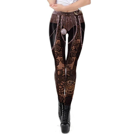 Women Slim 3D Steampunk Fitness Leggings - Fitness Leggings - You're My Secret - Mad Fly Essentials