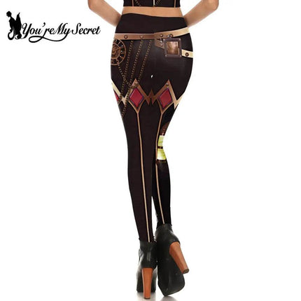Women Slim 3D Steampunk Fitness Leggings - Fitness Leggings - You're My Secret - Mad Fly Essentials