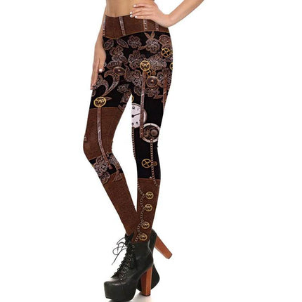 Women Slim 3D Steampunk Fitness Leggings - Fitness Leggings - You're My Secret - Mad Fly Essentials