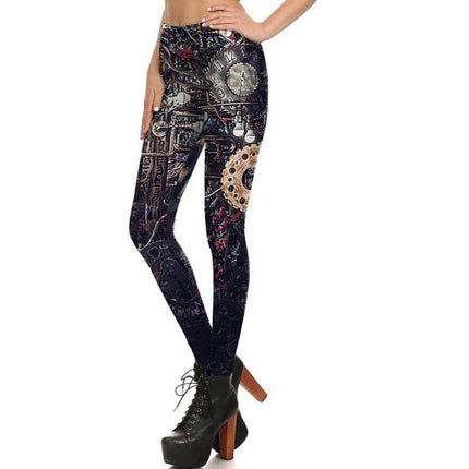 Women Slim 3D Steampunk Fitness Leggings - Fitness Leggings - You're My Secret - Mad Fly Essentials