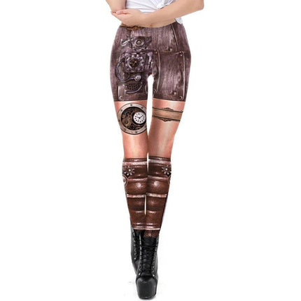Women Slim 3D Steampunk Fitness Leggings - Fitness Leggings - You're My Secret - Mad Fly Essentials