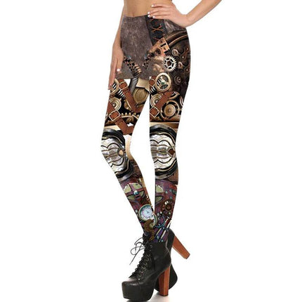 Women Slim 3D Steampunk Fitness Leggings - Fitness Leggings - You're My Secret - Mad Fly Essentials