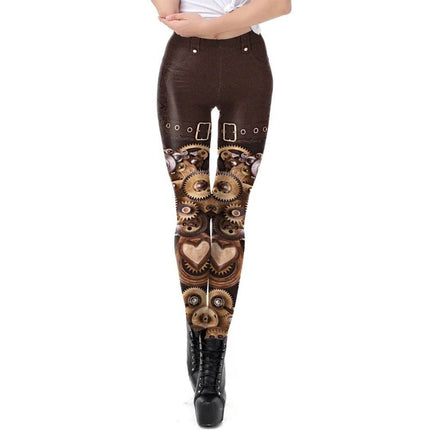Women Slim 3D Steampunk Fitness Leggings - Fitness Leggings - You're My Secret - Mad Fly Essentials