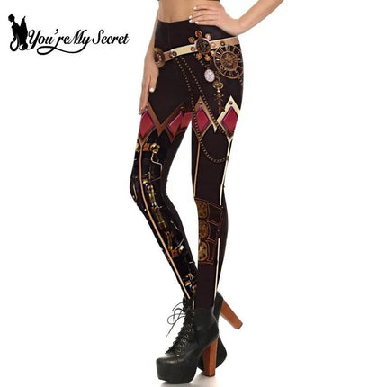 Women Slim 3D Steampunk Fitness Leggings - Fitness Leggings - You're My Secret - Mad Fly Essentials