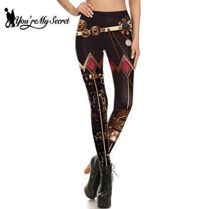 Women Slim 3D Steampunk Fitness Leggings - Fitness Leggings - You're My Secret - Mad Fly Essentials