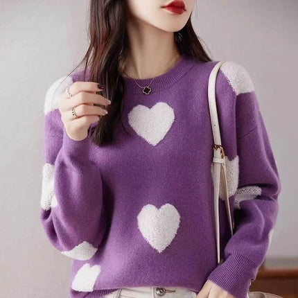 Women Slim - Fit Hearts Fashion Sweater - Sweater - Lidou - Mad Fly Essentials