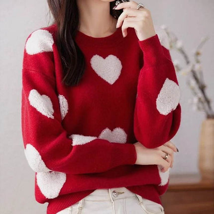 Women Slim - Fit Hearts Fashion Sweater - Sweater - Lidou - Mad Fly Essentials