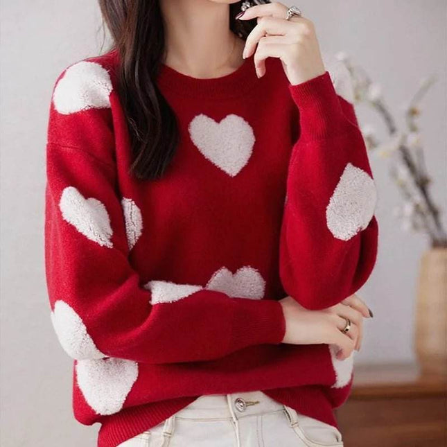 Women Slim - Fit Hearts Fashion Sweater - Sweater - Lidou - Mad Fly Essentials