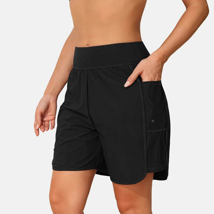 Women Solid 2 Side Pocket High Waist Fitness Shorts - Fitness Shorts - Fitness Essentials - Mad Fly Essentials