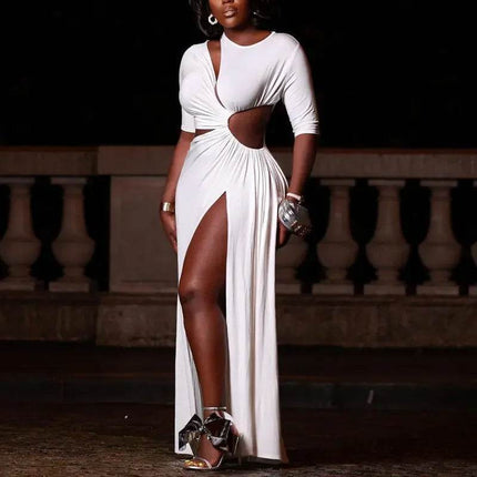 Women Solid Asymmetrical Maxi Party Dress - Party Dress - Ninimour - Mad Fly Essentials