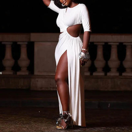 Women Solid Asymmetrical Maxi Party Dress - Party Dress - Ninimour - Mad Fly Essentials