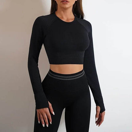 Women Solid Blue Leggings Crop Top Activewear Set - Activewear Set - Ensemble - Mad Fly Essentials