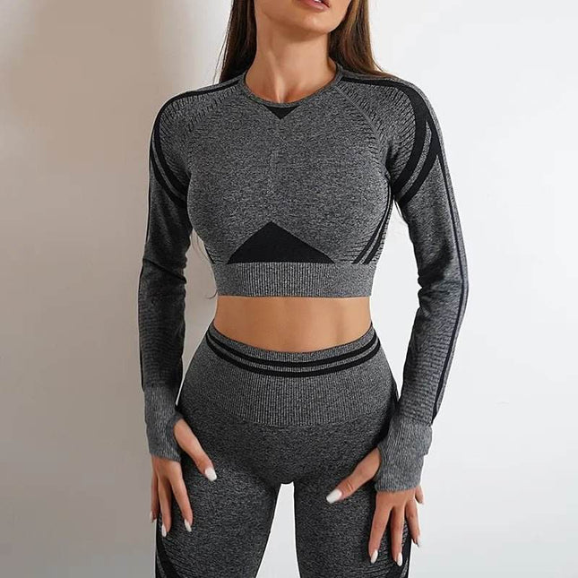 Women Solid Blue Leggings Crop Top Activewear Set - Activewear Set - Ensemble - Mad Fly Essentials