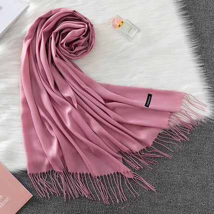 Women Solid Cashmere Shawls Wraps Tassel Scarf - Scarf - RUNMEIFA - Mad Fly Essentials