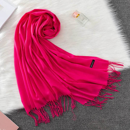 Women Solid Cashmere Shawls Wraps Tassel Scarf - Mad Fly Essentials