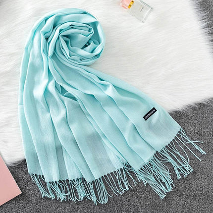 Women Solid Cashmere Shawls Wraps Tassel Scarf - Scarf - RUNMEIFA - Mad Fly Essentials