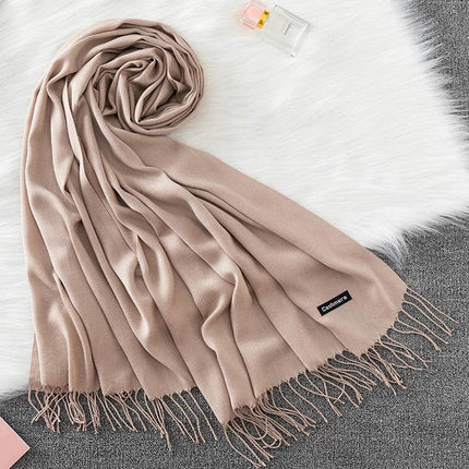 Women Solid Cashmere Shawls Wraps Tassel Scarf - Scarf - RUNMEIFA - Mad Fly Essentials