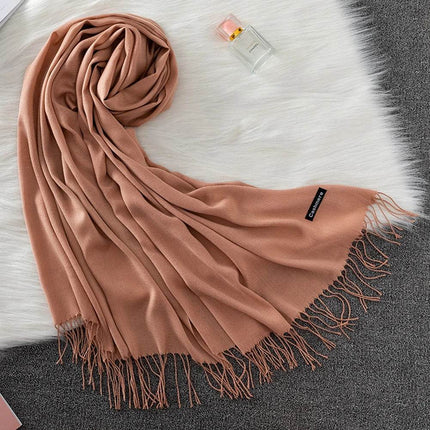 Women Solid Cashmere Shawls Wraps Tassel Scarf - Scarf - RUNMEIFA - Mad Fly Essentials