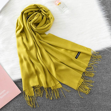 Women Solid Cashmere Shawls Wraps Tassel Scarf - Scarf - RUNMEIFA - Mad Fly Essentials
