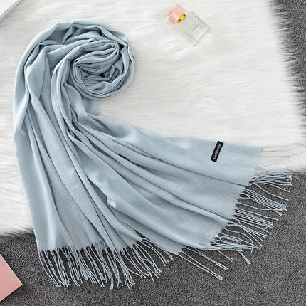 Women Solid Cashmere Shawls Wraps Tassel Scarf - Scarf - RUNMEIFA - Mad Fly Essentials