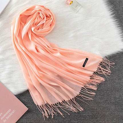 Women Solid Cashmere Shawls Wraps Tassel Scarf - Scarf - RUNMEIFA - Mad Fly Essentials