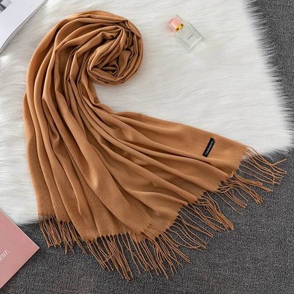 Women Solid Cashmere Shawls Wraps Tassel Scarf - Scarf - RUNMEIFA - Mad Fly Essentials