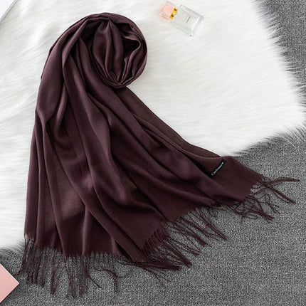 Women Solid Cashmere Shawls Wraps Tassel Scarf - Scarf - RUNMEIFA - Mad Fly Essentials