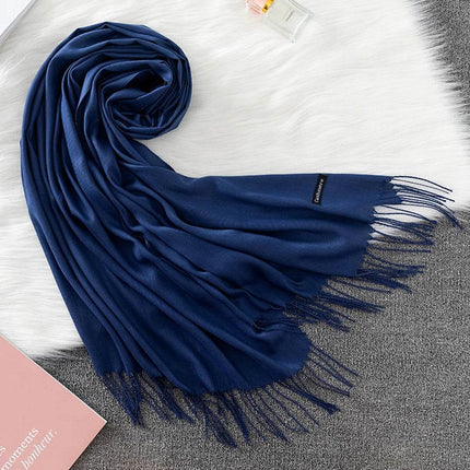 Women Solid Cashmere Shawls Wraps Tassel Scarf - Scarf - RUNMEIFA - Mad Fly Essentials