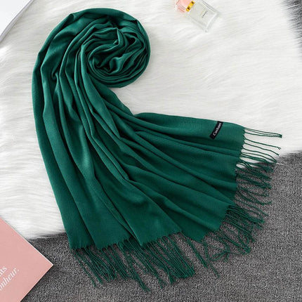 Women Solid Cashmere Shawls Wraps Tassel Scarf - Mad Fly Essentials