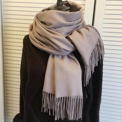 Women Solid Cashmere Shawls Wraps Tassel Scarf - Scarf - RUNMEIFA - Mad Fly Essentials